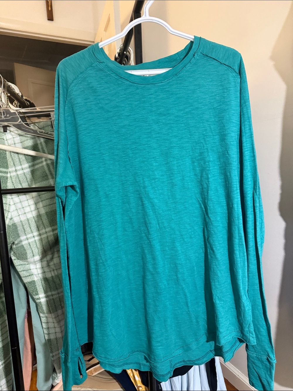 FREE PEOPLE  Long-Sleeve Crewneck Shirt in Teal